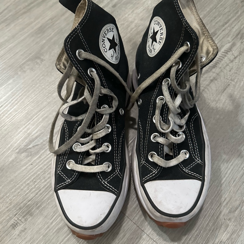 Converse Black High-Tops with White and Brown Soles platform style Sz 7 - Picture 3 of 6